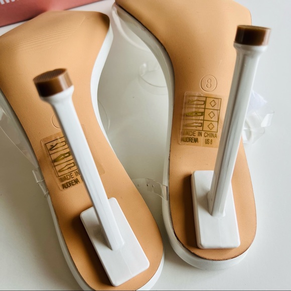 Miss Lola Audrena White Clear Strappy Heels Sandal New US 8 - Picture 7 of 9